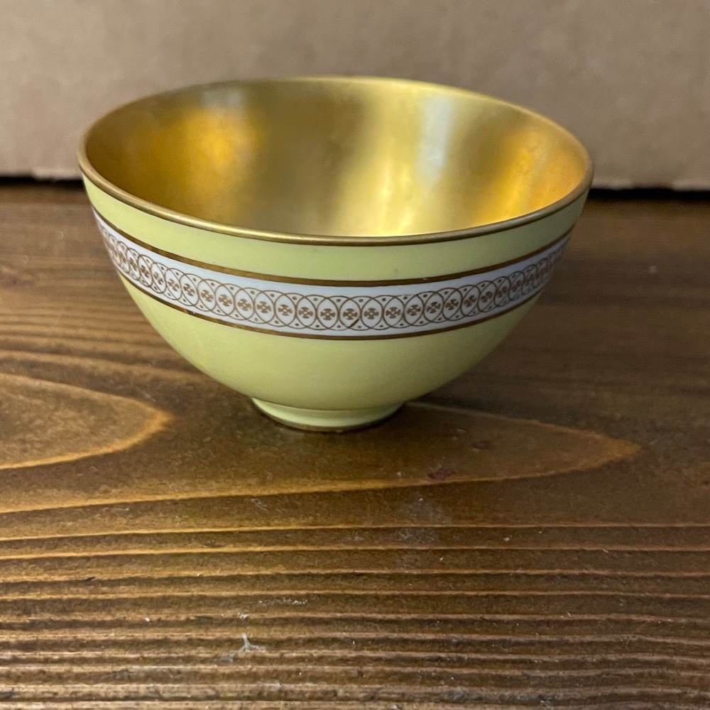 Antique Cauldon Ltd England Pale Yellow Gilded Gold Interior Demitasse Teacup